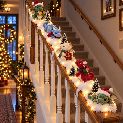 ✨🐉Christmas Dragon Snow Scenes – Light-Up Plush Holiday Decor🎁