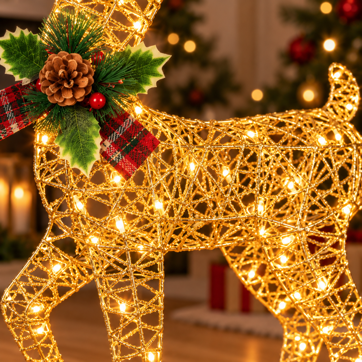 Golden reindeer openwork details