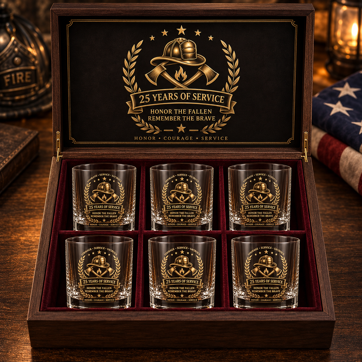 Anniversary Memorial Whiskey Decanter & Glass Gift Set – We Will Never Forget 343 Heroes Tribute