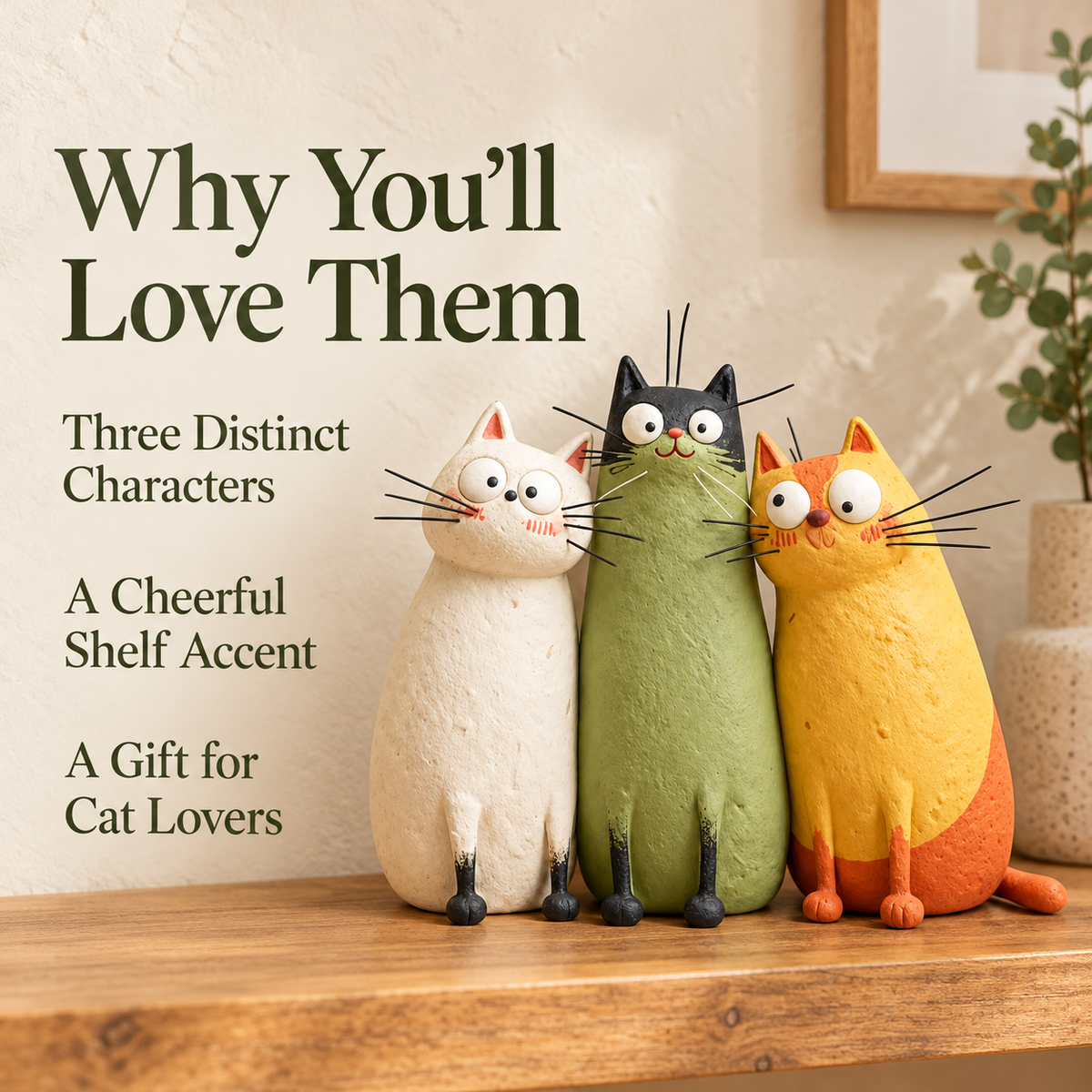 🐱 Whimsical Long-Neck Cat Figurines – Funny & Quirky Home Decor ✨
