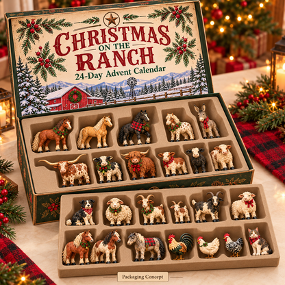 🎄 Christmas on the Ranch – 24-Piece Farm Animal Figurine Collection 🐴