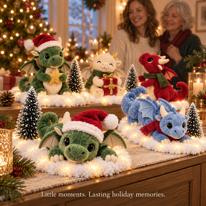 ✨🐉Christmas Dragon Snow Scenes – Light-Up Plush Holiday Decor🎁
