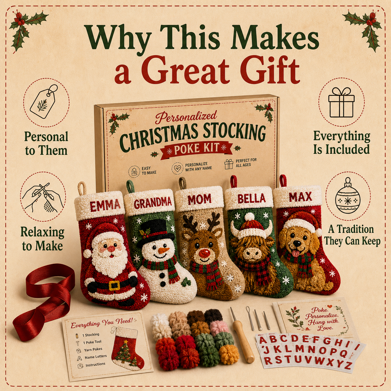 🧦✂️DIY Your Name Christmas Stocking – Personalized 3D Holiday Décor