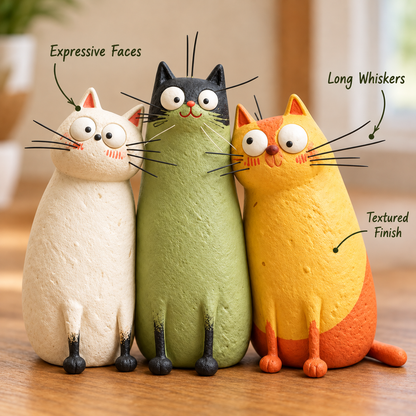 🐱 Whimsical Long-Neck Cat Figurines – Funny & Quirky Home Decor ✨