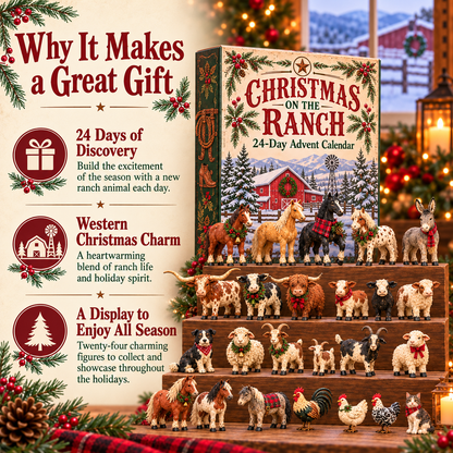 🎄 Christmas on the Ranch – 24-Piece Farm Animal Figurine Collection 🐴