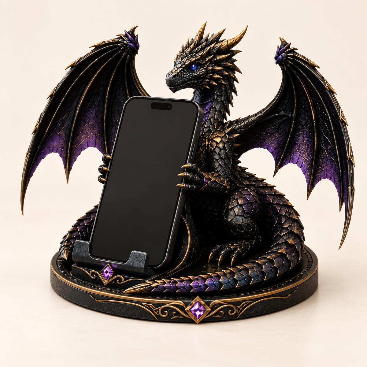 🐉 Dragon Guardian Phone Stand – Fantasy Winged Dragon Desktop Phone Holder 💜