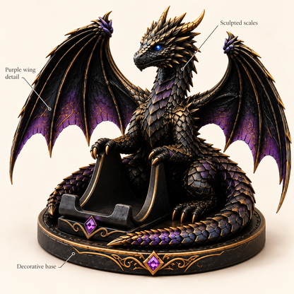 🐉 Dragon Guardian Phone Stand – Fantasy Winged Dragon Desktop Phone Holder 💜