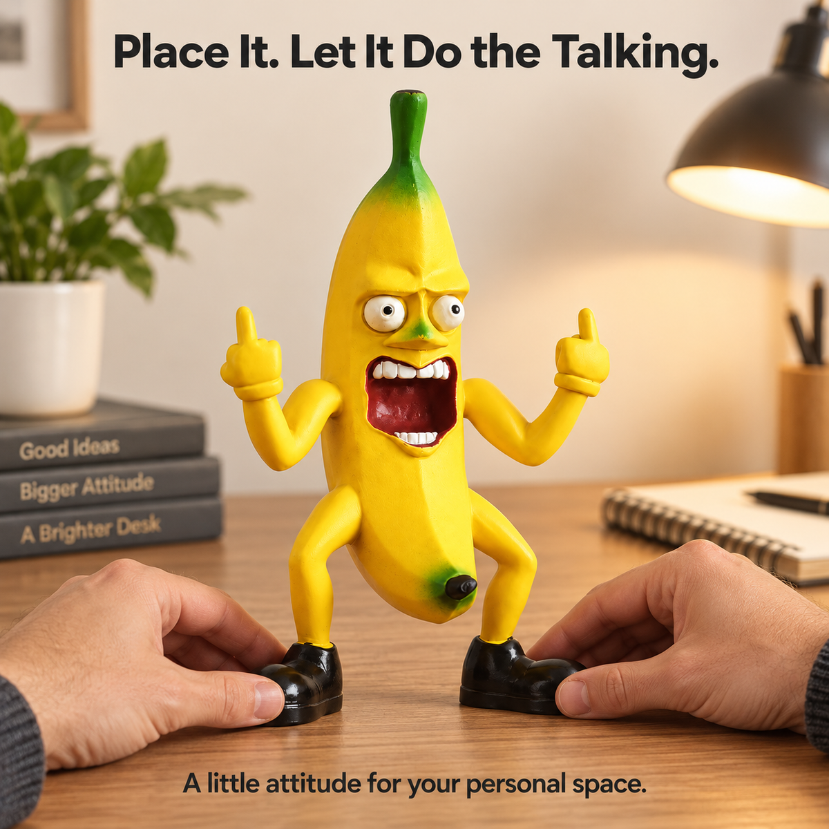 🍌🖕 Angry Banana Middle Finger Figurine – Hilarious Desk Decor & Gag Gift