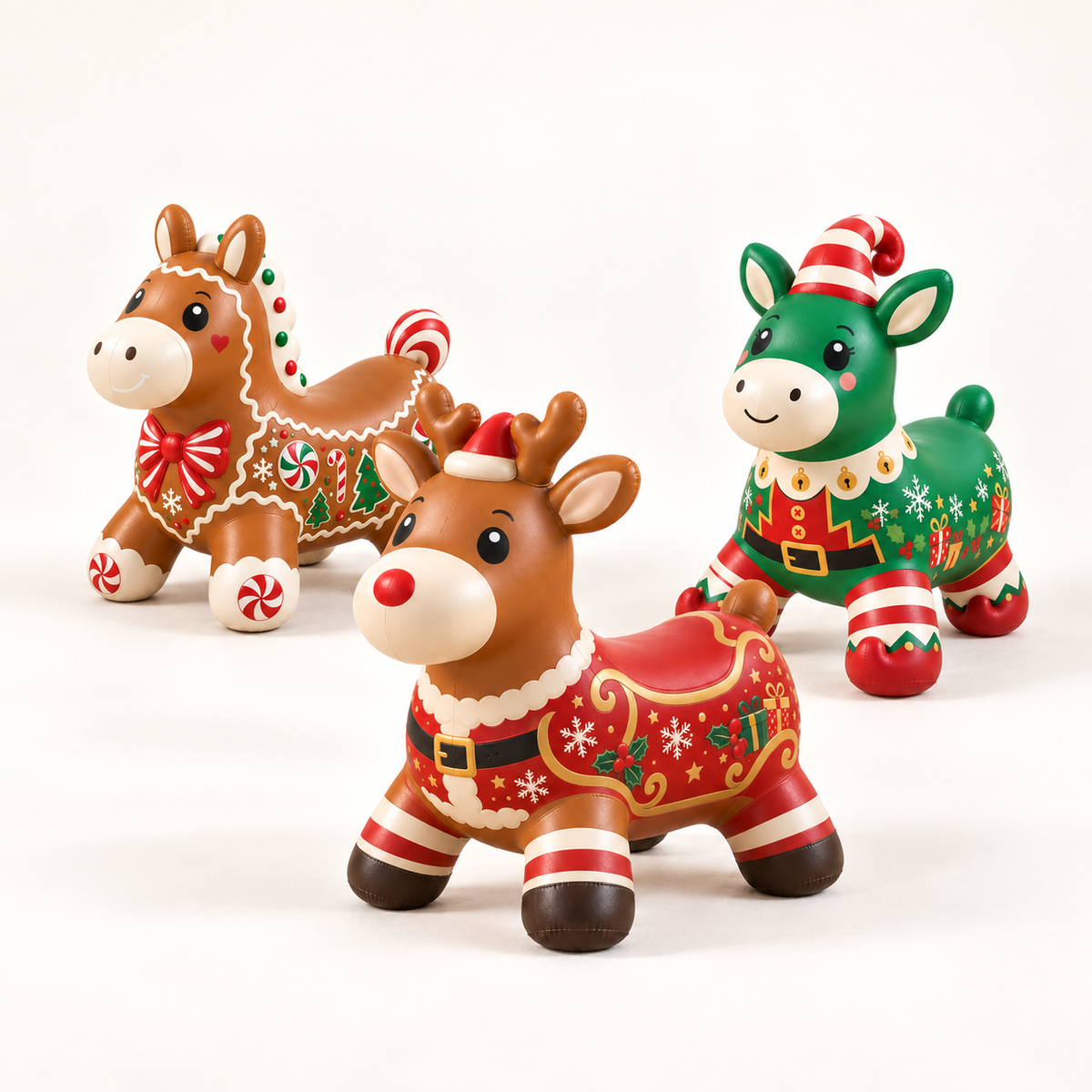 Gingerbread, reindeer and elf Christmas animal hopper styles