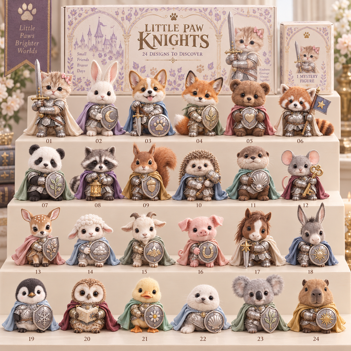 🐾⚔️ Fantasy Animal Knights Mystery Box – 24 Adorable Collectible Designs 🎁