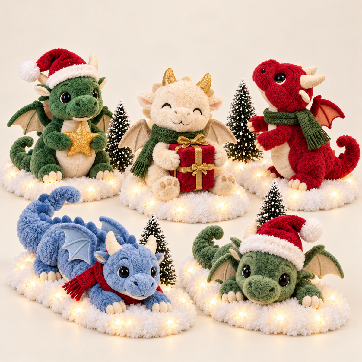 ✨🐉Christmas Dragon Snow Scenes – Light-Up Plush Holiday Decor🎁