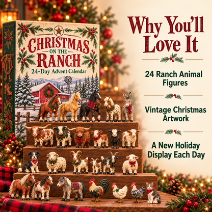 🎄 Christmas on the Ranch – 24-Piece Farm Animal Figurine Collection 🐴