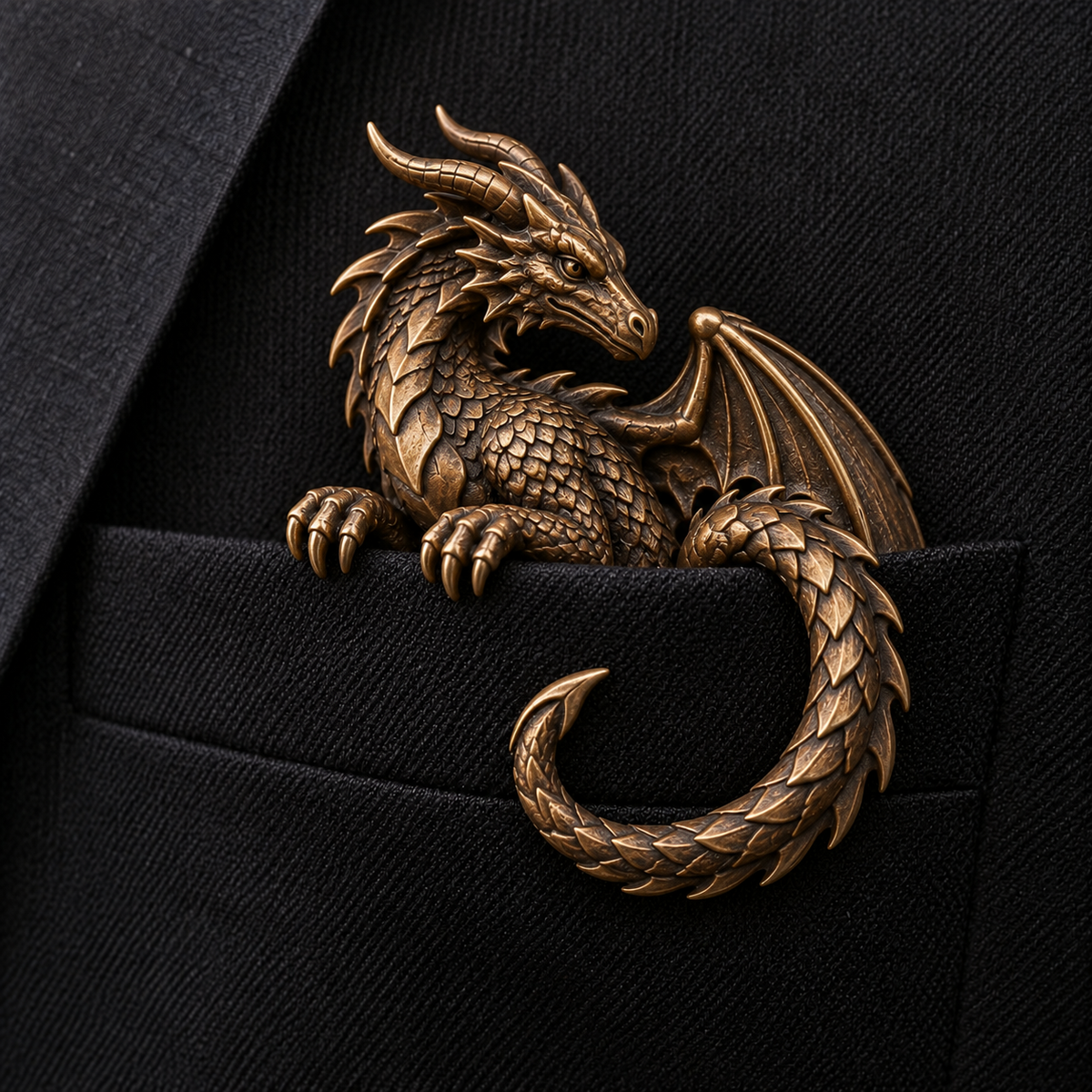 🐉 3D Dragon Pocket Guardian – Fantasy Jacket Accessory & Unique Gift