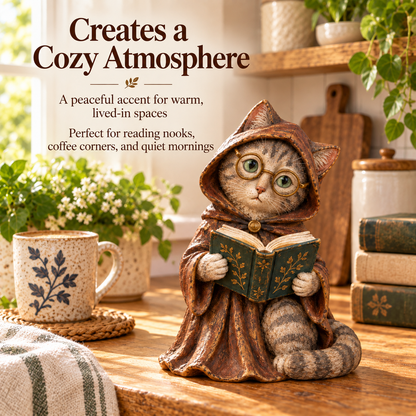 🐱📚 Whimsical Reading Cat Figurine – Cozy Book Lover Shelf Décor & Gift