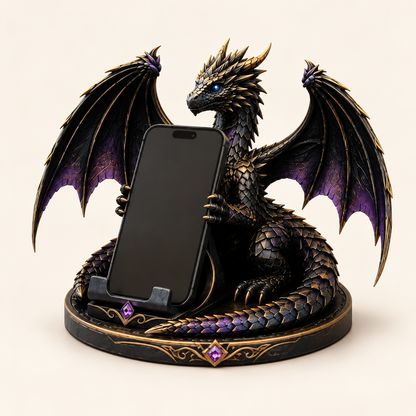 🐉 Dragon Guardian Phone Stand – Fantasy Winged Dragon Desktop Phone Holder 💜