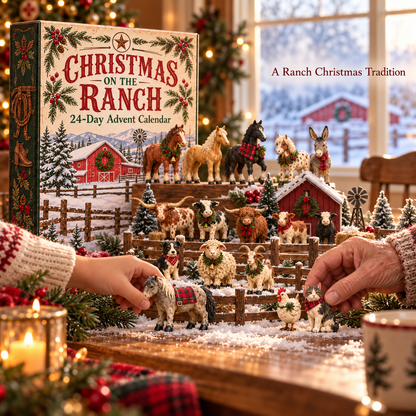 🎄 Christmas on the Ranch – 24-Piece Farm Animal Figurine Collection 🐴