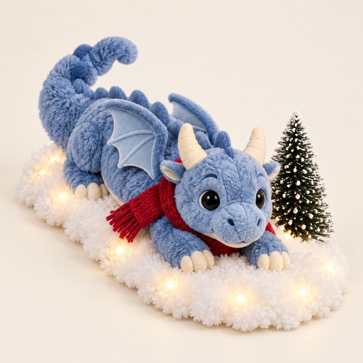 Snow Slide Ice Blue Christmas dragon wearing a red scarf