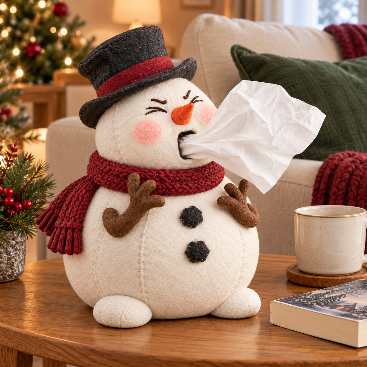 🎄 Funny Christmas Tissue Dispenser – Sneezing Snowman & Cheeky Reindeer