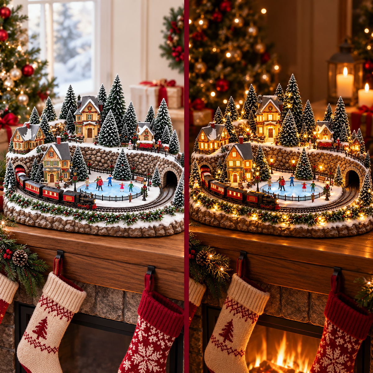 🔥 LAST DAY 50% OFF 🔥 Animated Holiday Train & Ice Rink Scene ✨