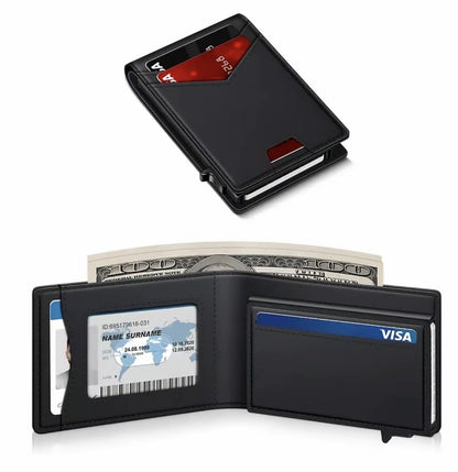 ⚡ Men's Slim RFID-Blocking Pop-Up Bifold Wallet with Quick-Access Card Holder