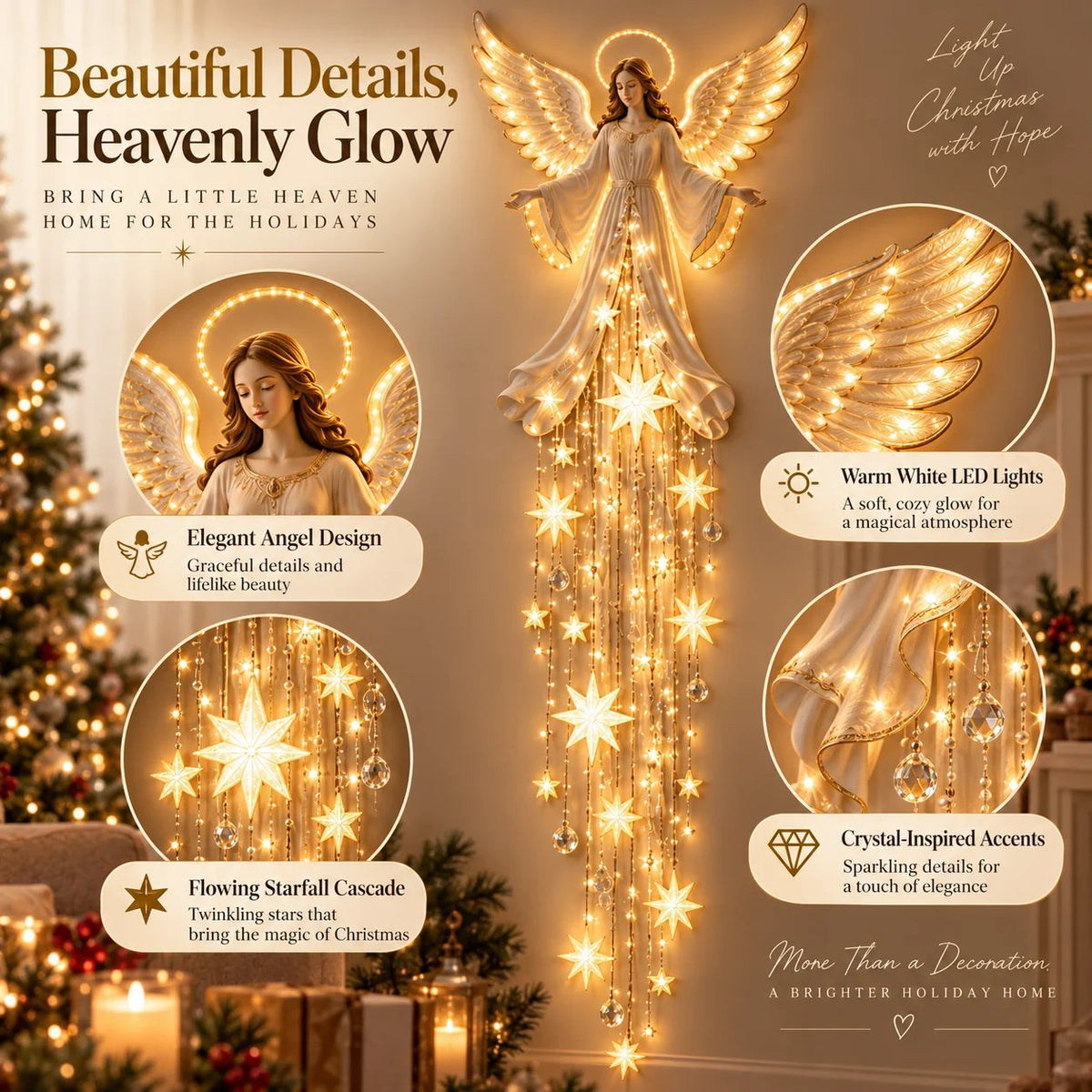🔥Buy 2 Get 20% OFF🔥Angel Blessing Starfall Wall Light™ – Heavenly Christmas Wall Decor