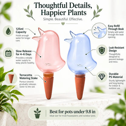 💧 Keep Plants Hydrated While You’re Away – Adjustable Blue Plant Watering Stakes, 4-Pack