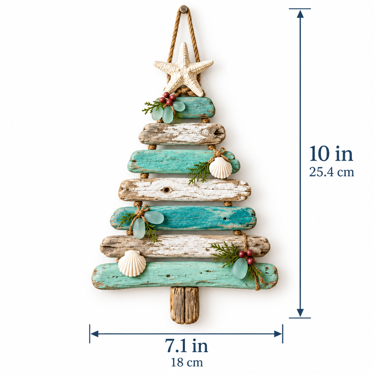 🌊🎄 Coastal Christmas Driftwood Tree – Lighted Beach House Wall Decor