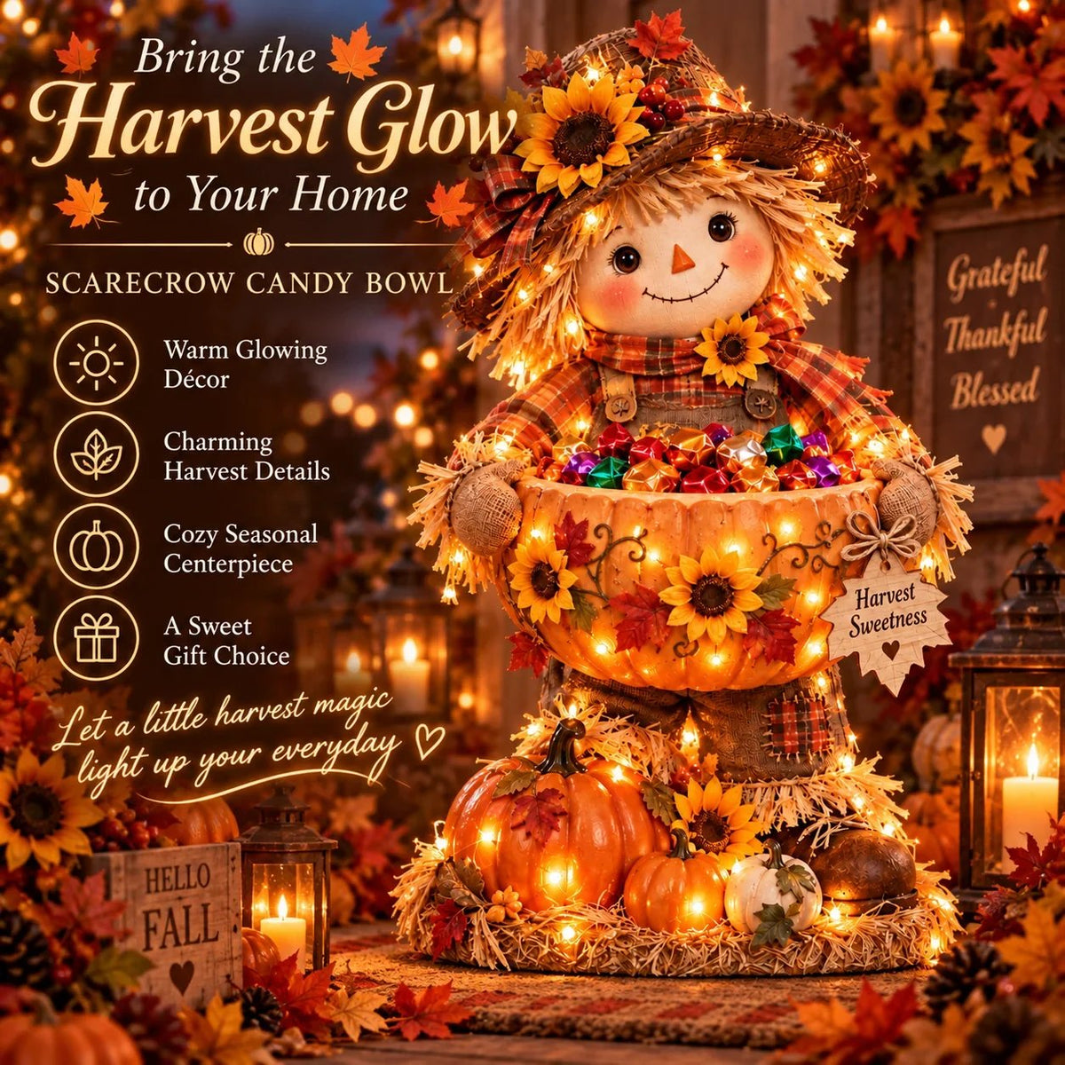🔥 Limited-Time 49% OFF –– Lighted Scarecrow Candy Bowl