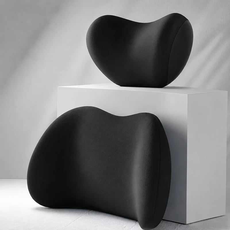 💯Car Neck & Lumbar Support Pillow Set – Memory Foam Headrest & Lower Back Cushion for Comfortable Driving