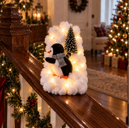 🐧 Penguin Christmas Stair Decor –❄️ Cozy Snowy Holiday Accent for Your Home