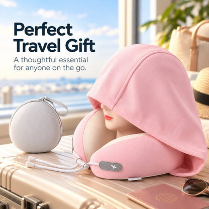 ✈️😴 Hooded Travel Neck Pillow – Cozy Privacy & Support On the Go