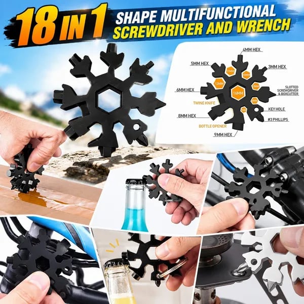 ❄️ Pocket Snowflake Multi-Tool | 18 Functions in Your Hand