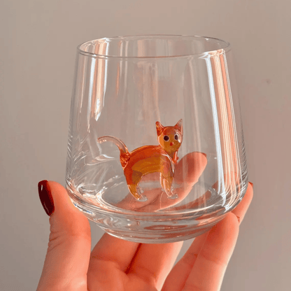 🐱 Handmade Murano Glass Cat Wine Glass