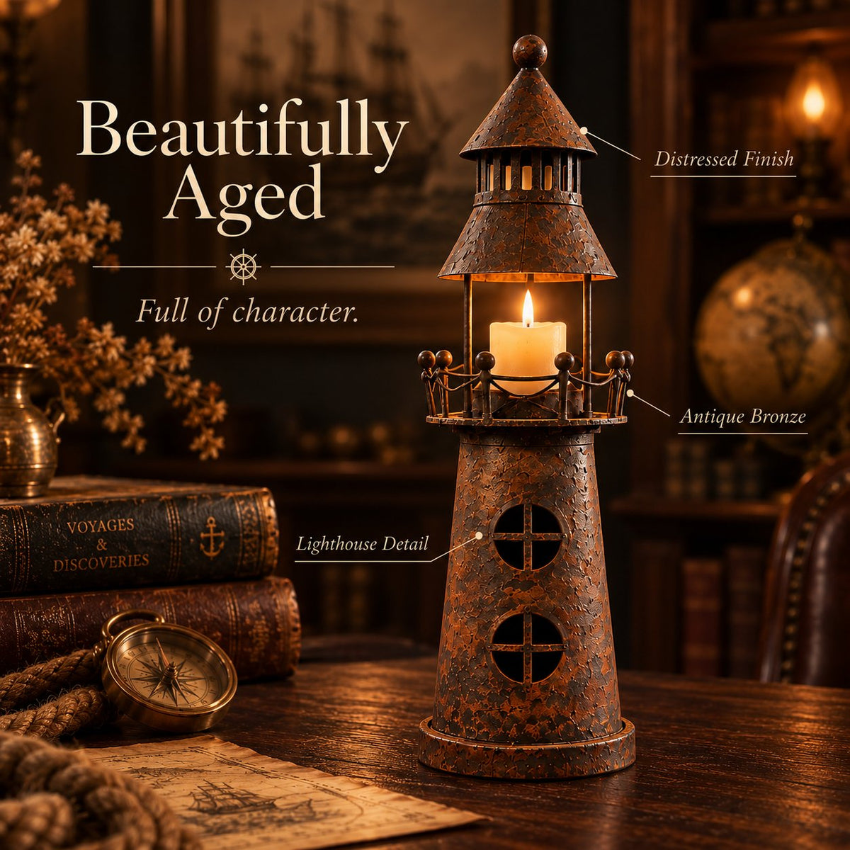 🕯️ Vintage Lighthouse Candle Lantern-Bring the Warm Glow of an Old Lighthouse Home