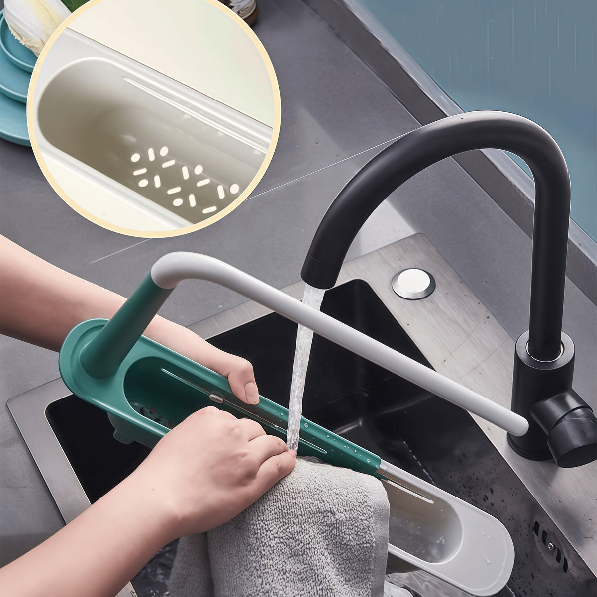 ✨🧽 Telescopic Sink Storage Rack – Adjustable Space-Saving Organizer for a Cleaner Sink