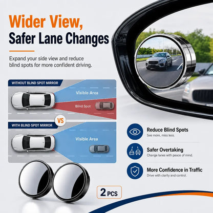 360° Adjustable Blind Spot Mirrors 🚗 – 2-Pack Wide-Angle View
