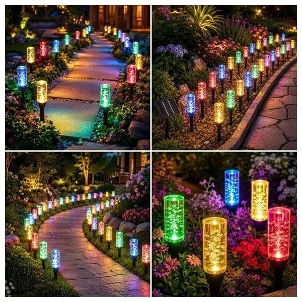 Last Day 49% OFF ✨ Solar Crystal Bubble Pathway Lights – Multicolor 10-LED Design