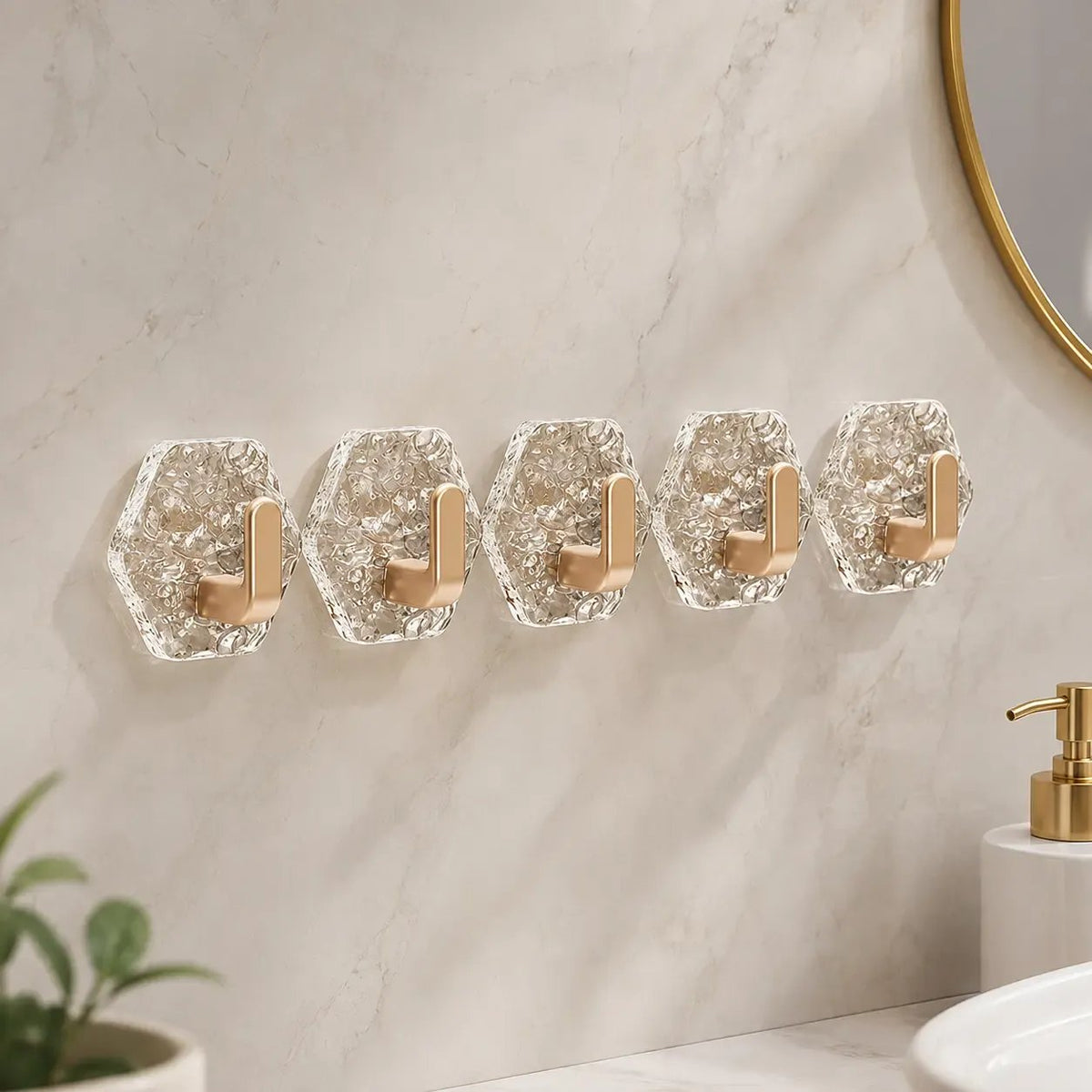 🔥Buy More Save More🔥Heavy-Duty Plastic Self-Adhesive Hexagonal Ripple Hooks