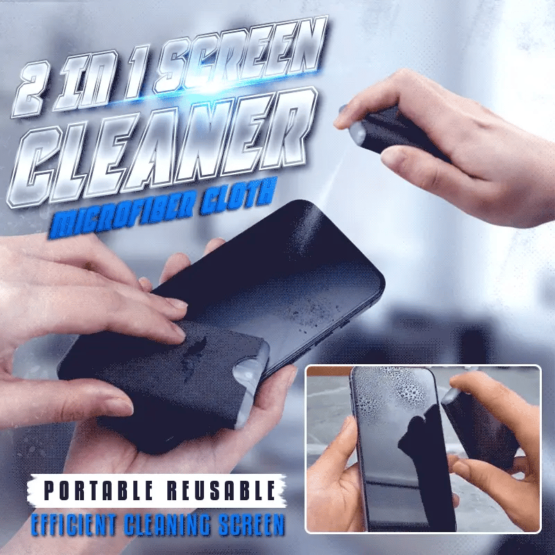 ✨ Pocket 2-in-1 Screen Cleaning Tool with Reusable Microfiber Wipe – Gray & Yellow