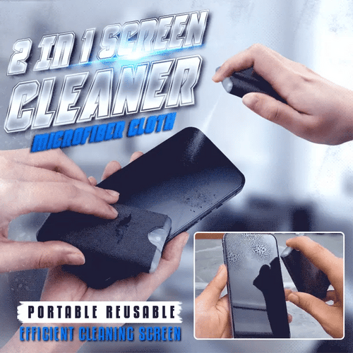 ✨ Pocket 2-in-1 Screen Cleaning Tool with Reusable Microfiber Wipe – Gray & Yellow