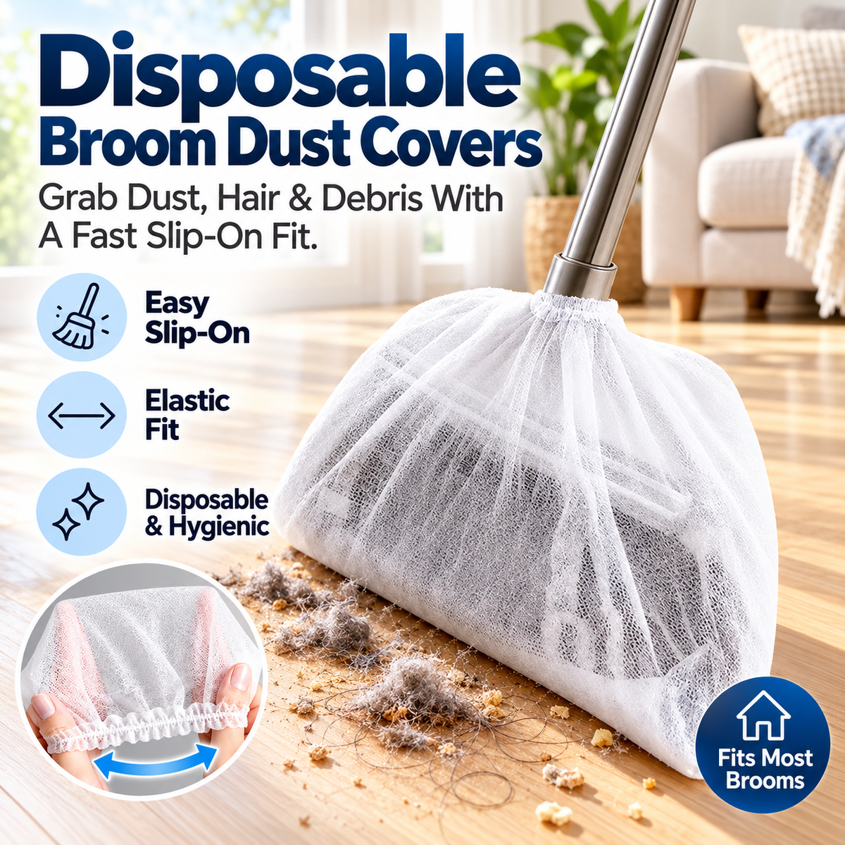 🧹 50-Pack Disposable Dusting Covers for Brooms – Quick, Hygienic Cleaning Made Easy ✨