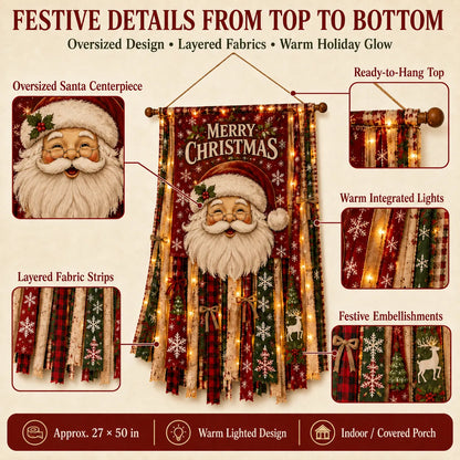 ⏳ Last Day 49% OFF – 🎄Oversized Lighted Christmas Door Hanging Decor Collection | 27 × 50 in Layered Fabric Design with Warm Lights & 5 Festive Character Styles ✨