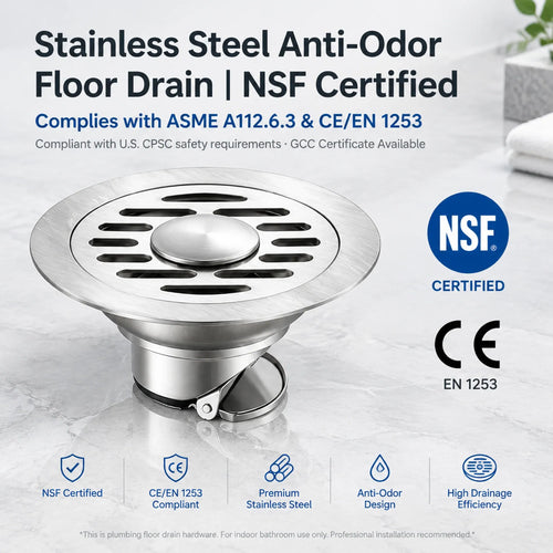 Stainless Steel Floor Drain 🚿 – 3.94" Gravity Seal with Hair Filter & Odor Control