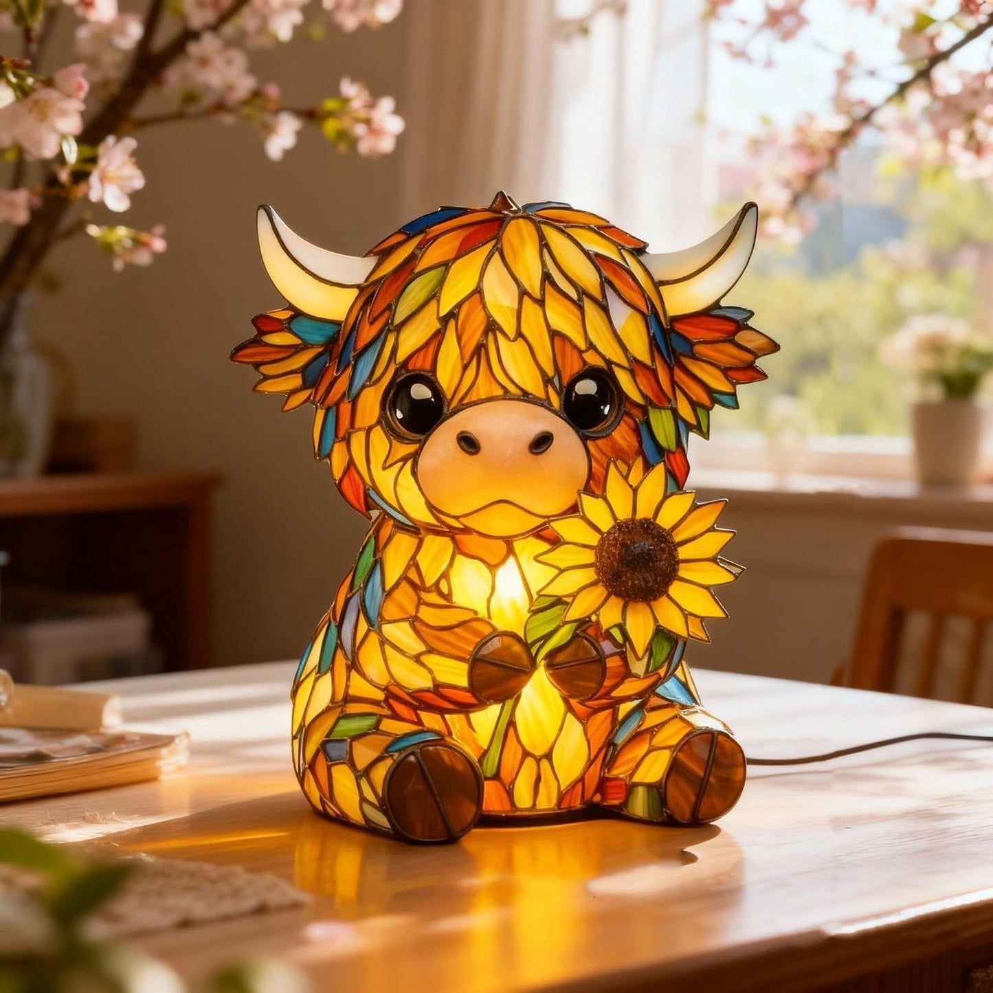 🌻Last Day Sale 49% OFF- 🐮Creative Highland Cow  Sunflower LED Night Light