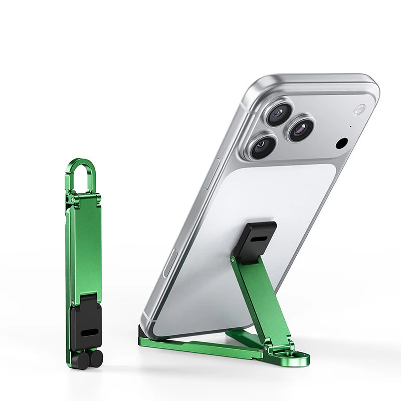 📱 Pocket-Size Aluminum Phone Stand Keychain – Foldable Desktop Holder, Orange, 1 Pack 🔑