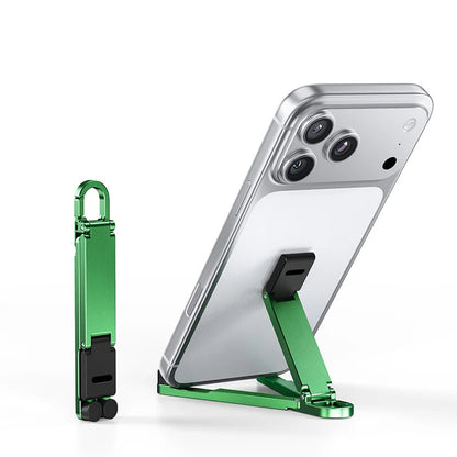 📱 Pocket-Size Aluminum Phone Stand Keychain – Foldable Desktop Holder, Orange, 1 Pack 🔑