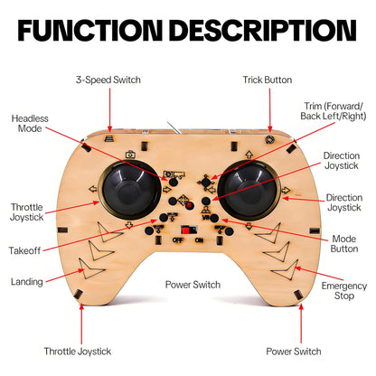 💯🔥Top Gift 2026 🎁 DIY Wooden Drone Assembly Kit, 2.4GHz RC Quadcopter with 360° Flip, Emergency Stop & Beginner Friendly Controls, STEM Building Toy for Teens & Adults