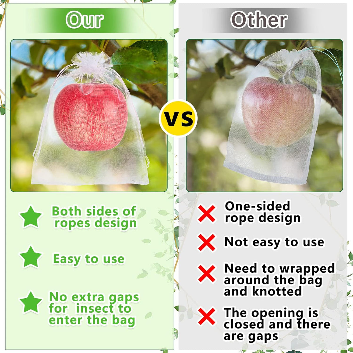 🔥Fruit Protection Sleeves 🍎 White Garden Produce Covers, 4 x 6 in, 50-Pack
