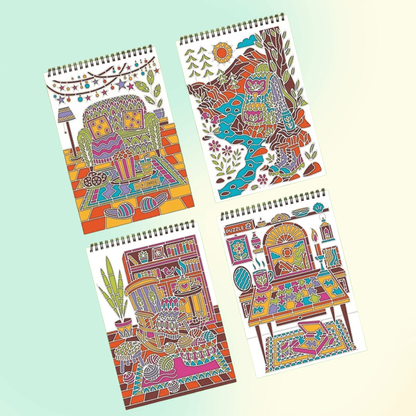 🌿  Guided Flow Art Coloring Pad with Double-Sided Markers 🎨