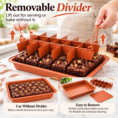 18-Cavity Brownie Pan 🍫 – Nonstick Steel with Removable Dividers